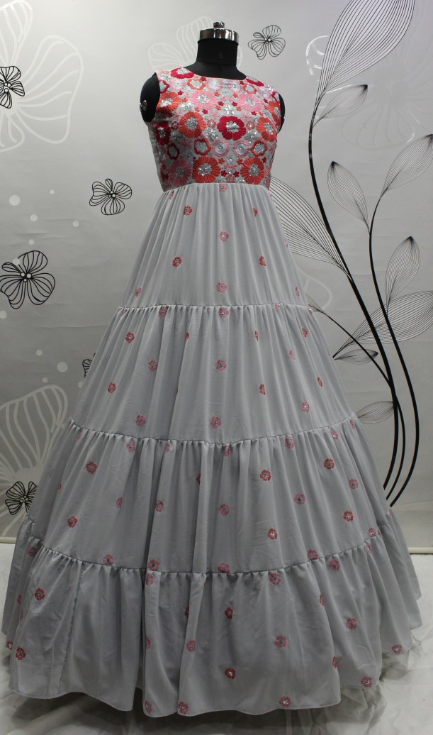 Grey Georgette Wedding Gown